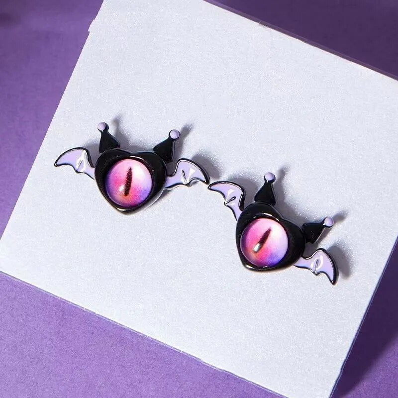Halloween Little Monster Wing Bat Eye Stud Earrings