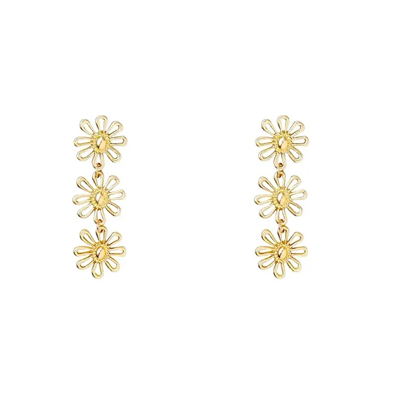 Bohemian Matte Golden Flower Earrings