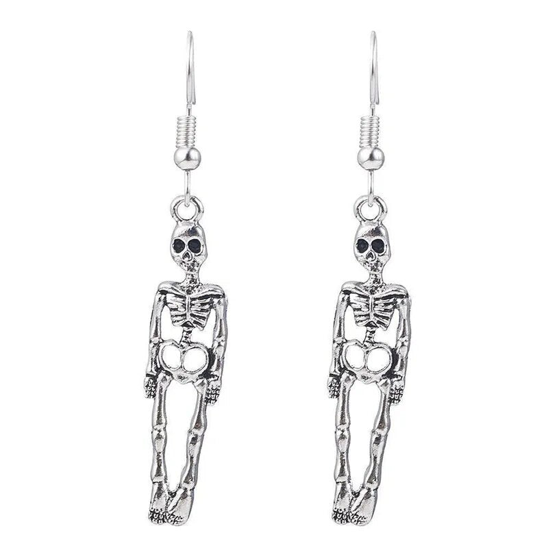Halloween Vintage Skeleton Skull Dangle Earrings