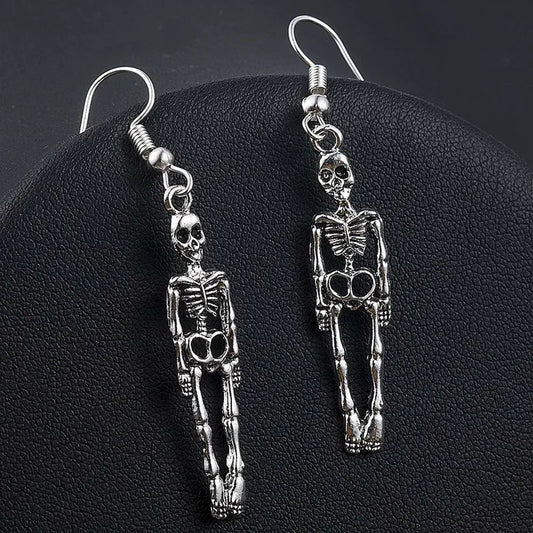 Halloween Vintage Skeleton Skull Dangle Earrings