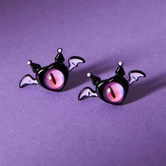 Halloween Little Monster Wing Bat Eye Stud Earrings